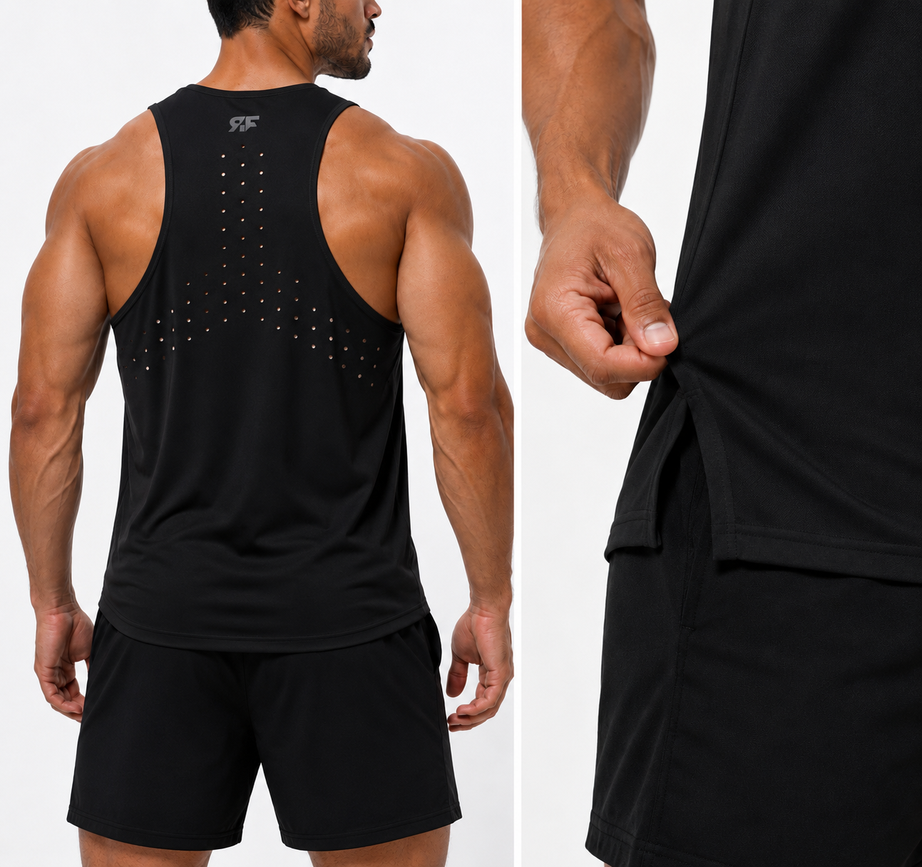 Black Ultra-lightweight performance fabric Precision laser-cut narrow ventilation holes