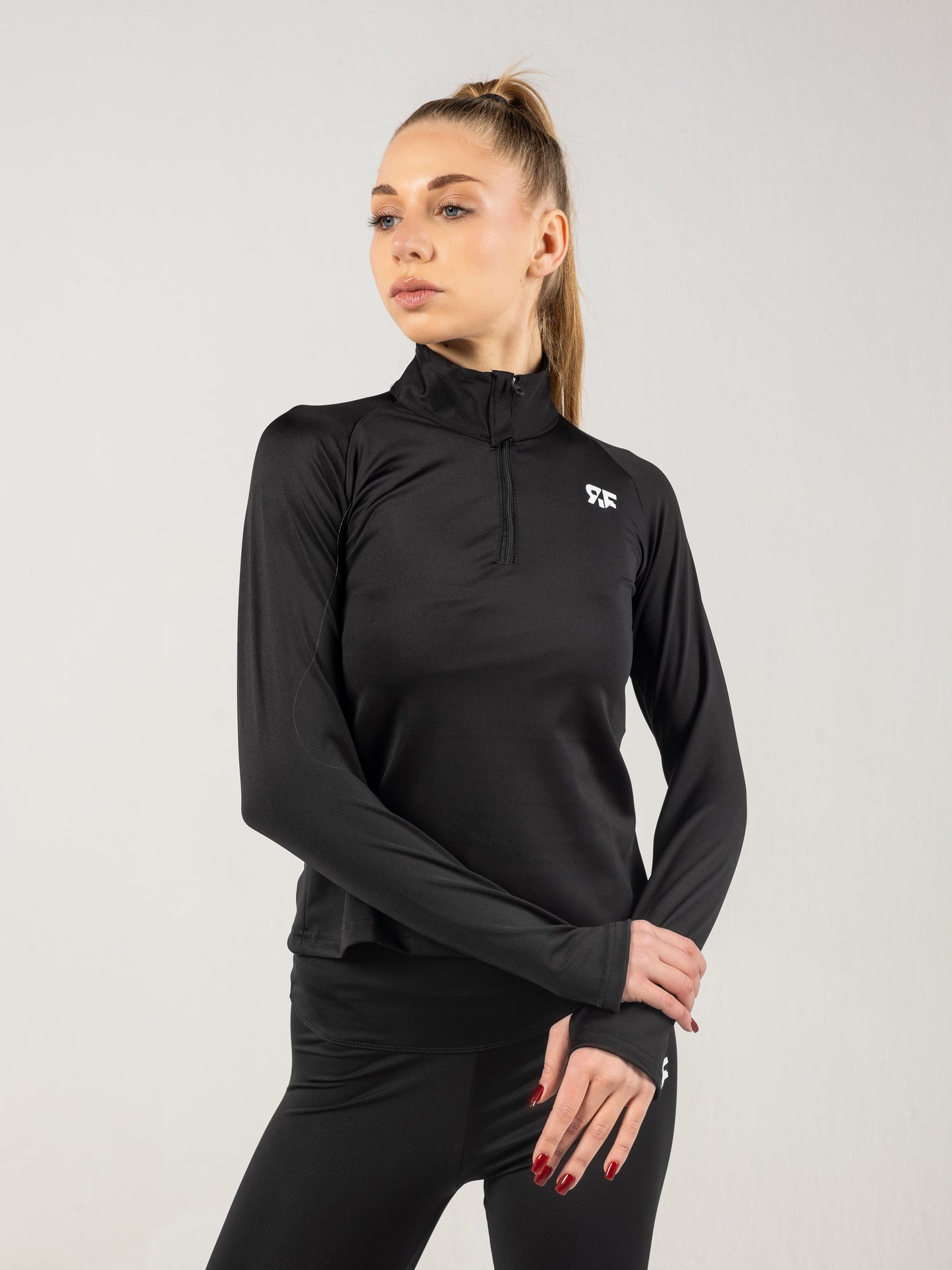 Black Quarter Zip Top