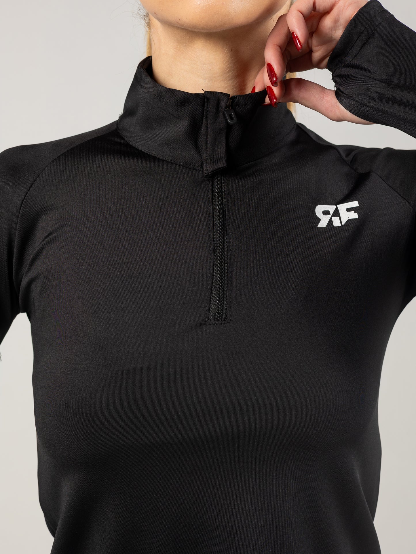 Black Quarter Zip Top