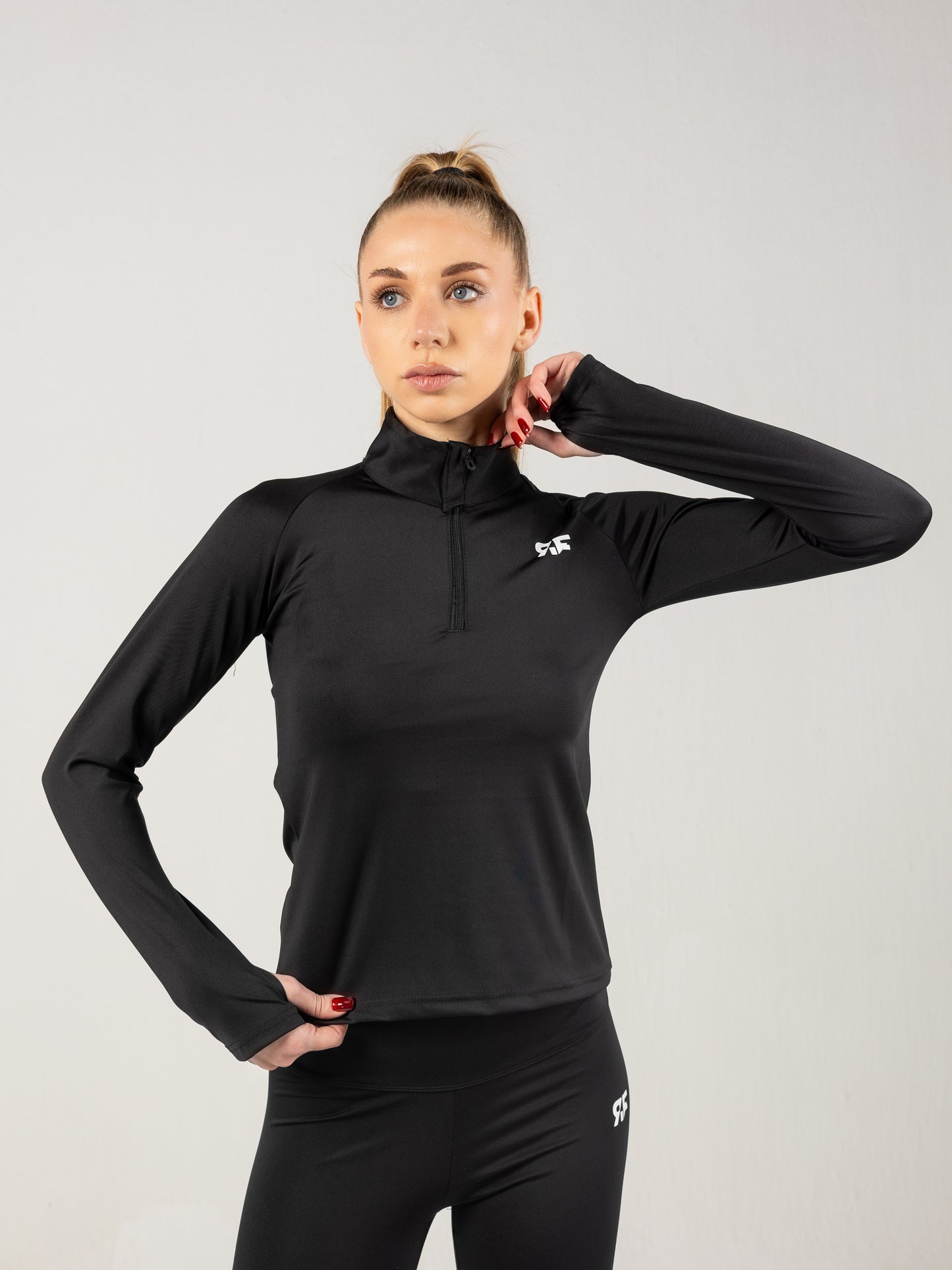 Black Quarter Zip Top
