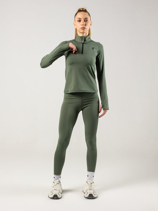 Olive Green Quarter Zip Top