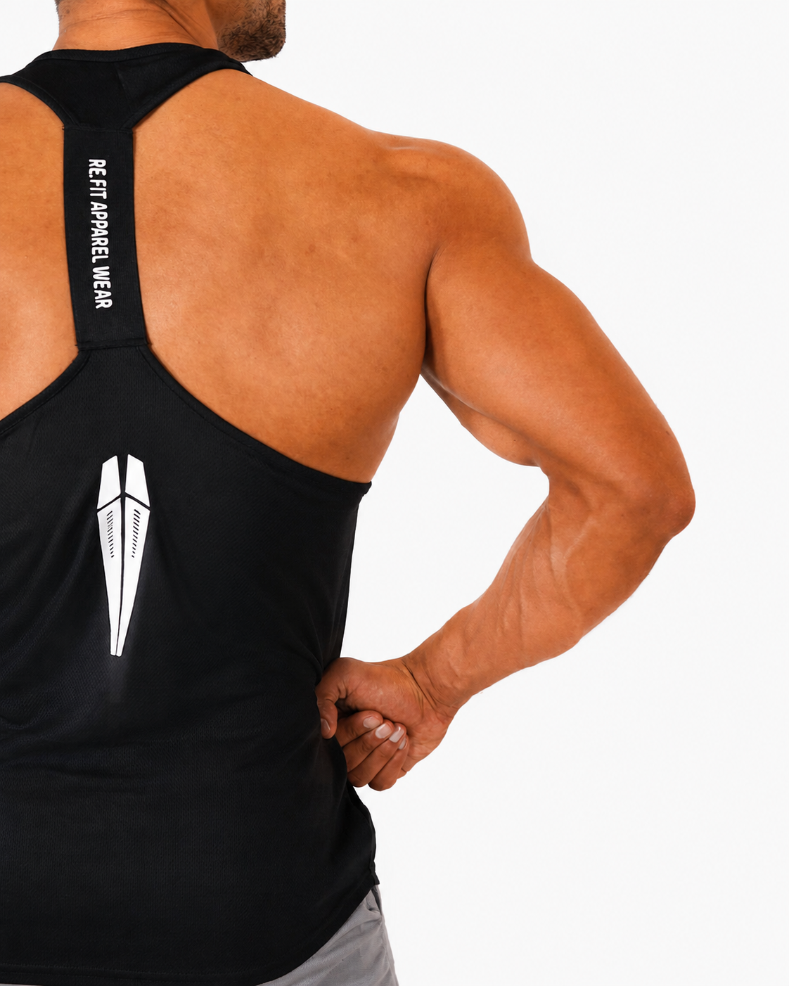 Men Essential Black Racerback Tank