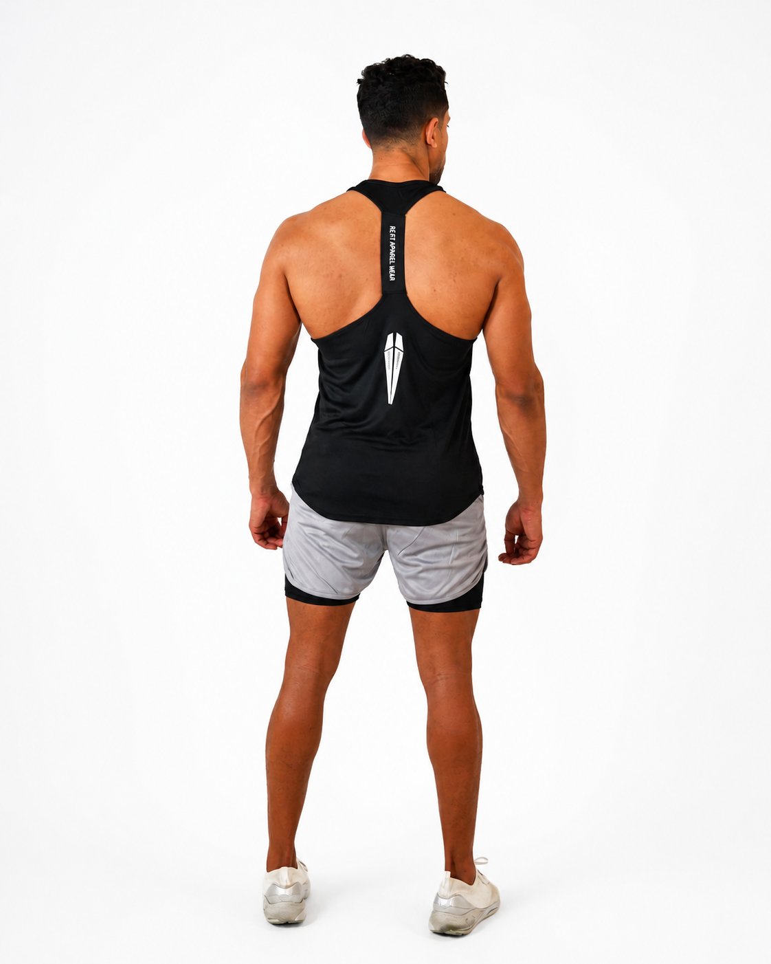 Men Essential Black Racerback Tank