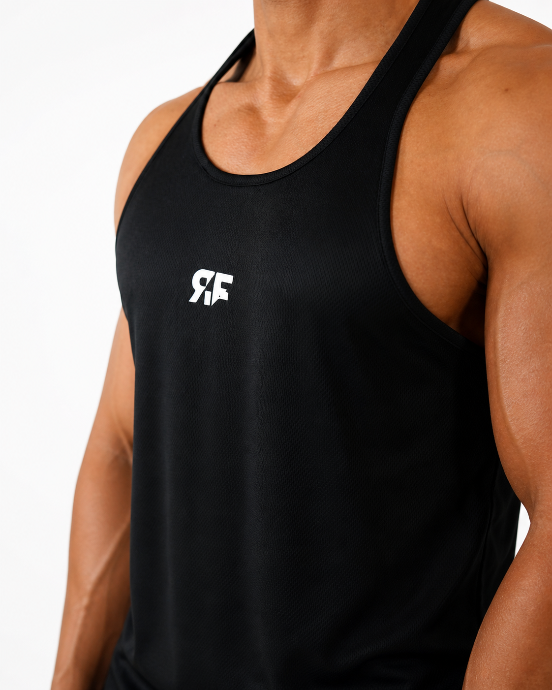 Men Essential Black Racerback Tank