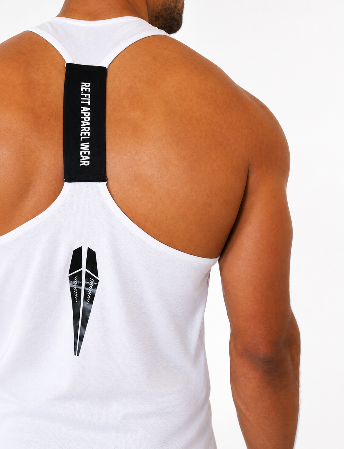 Men Essential White Racerback Tank