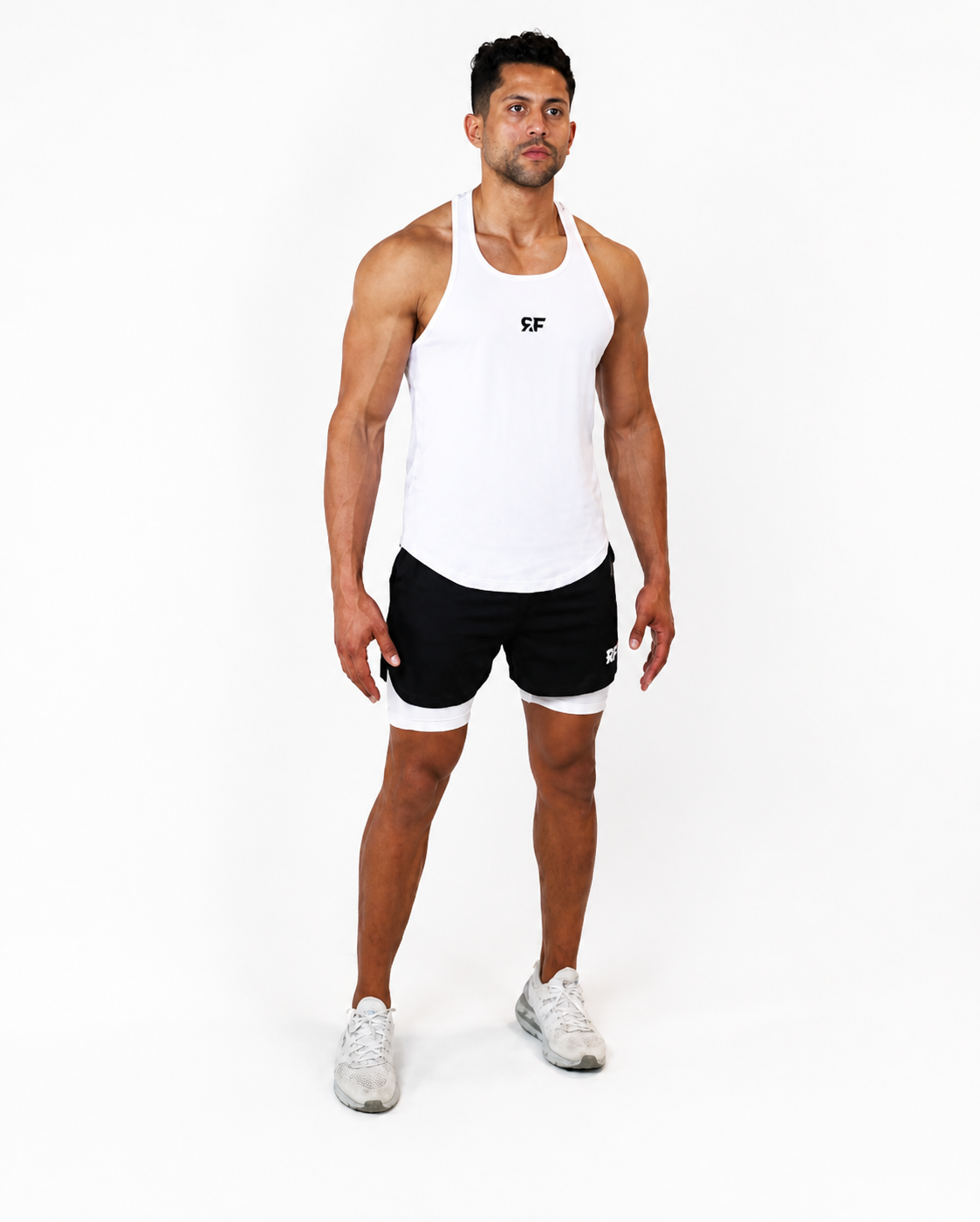 Men Essential White Racerback Tank