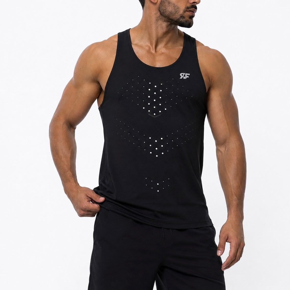 Black Ultra-lightweight performance fabric Precision laser-cut narrow ventilation holes