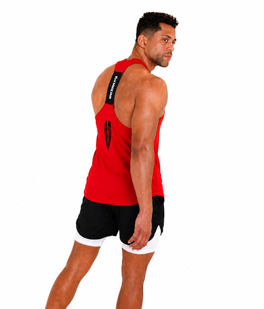 Men Essential Red Racerback Tank