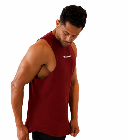 Men Essentials Cotton Dark Red Tank Top