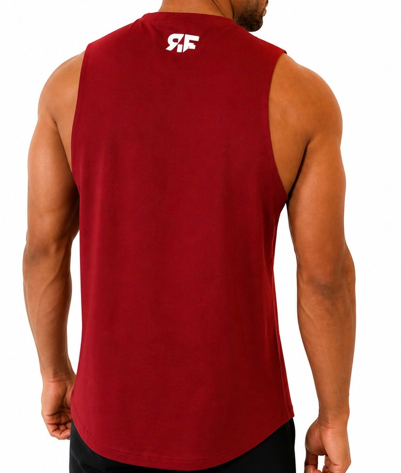 Men Essentials Cotton Dark Red Tank Top